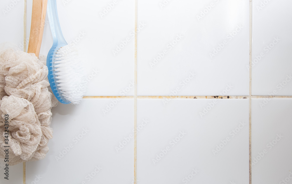 淋浴间墙壁霉菌或真菌导致浴室或卫生间出现黑色或棕色霉菌