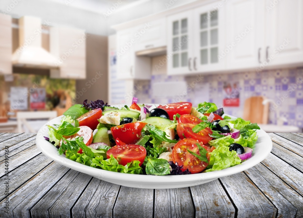 Fresh greek vegetable salad in plate