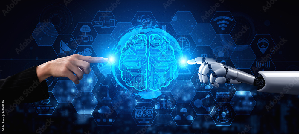 3D渲染人工智能AI研究机器人和半机械人的未来发展