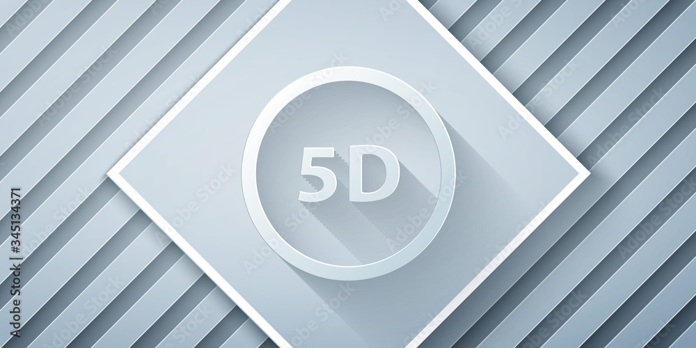 Paper cut 5d virtual reality icon isolated on grey background. Large three-dimensional logo. Paper a