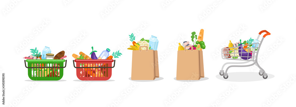 食品袋。超市面包牛奶蔬菜油炸食品篮和纸袋
1084954875,癌症星座白底
