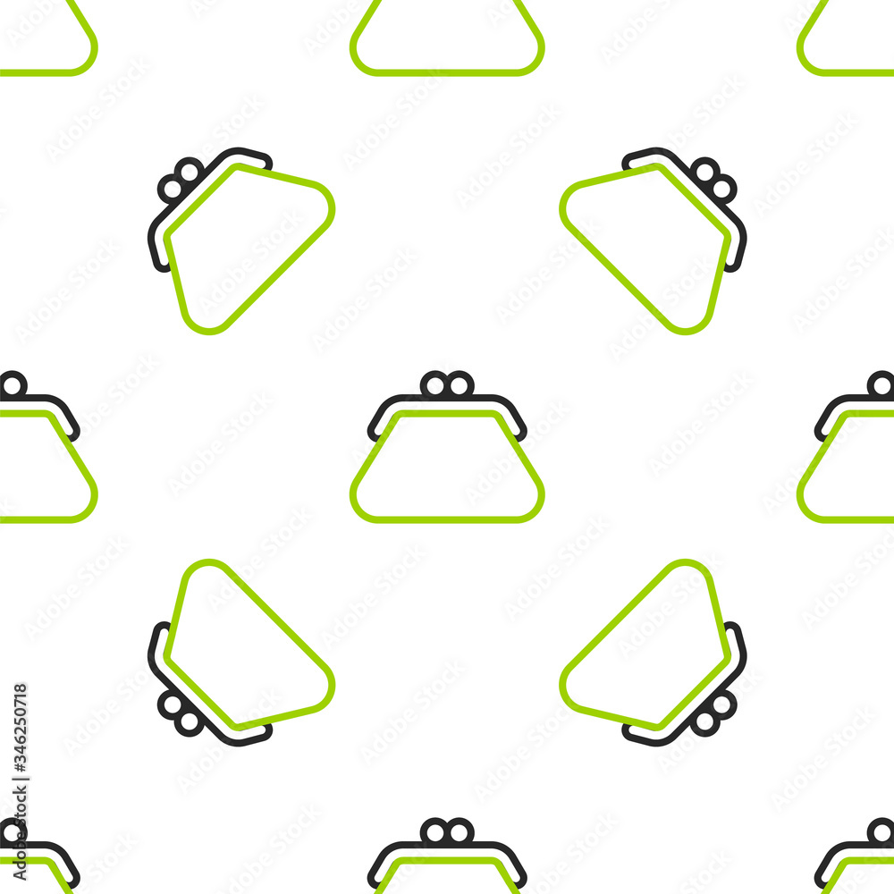 Line Clutch bag icon isolated seamless pattern on white background. Women clutch purse. Vector Illus