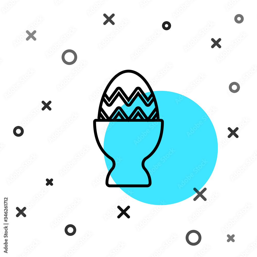 Black line Easter egg on a stand icon isolated on white background. Happy Easter. Random dynamic sha