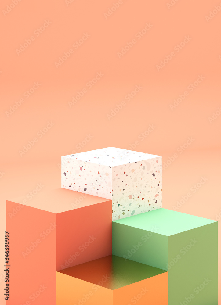 Geometric figures display on background,3d rendering ,3d illustration

