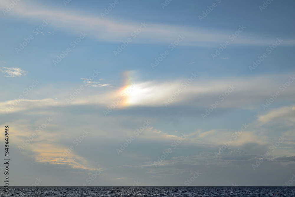 罕见的光学现象，尤其是在仲夏：太阳狗（parhelia）由反射和