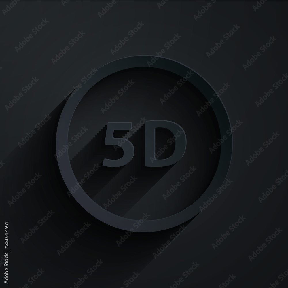 黑色背景上隔离的剪纸5d虚拟现实图标。大型三维徽标。纸张