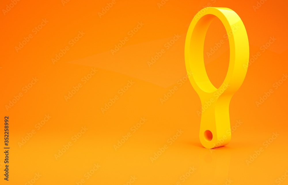 Yellow Hand mirror icon isolated on orange background. Minimalism concept. 3d illustration 3D render