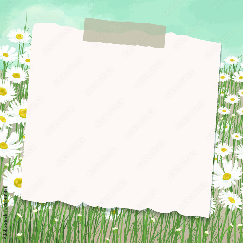 菊花场图案背景矢量上的空纸张