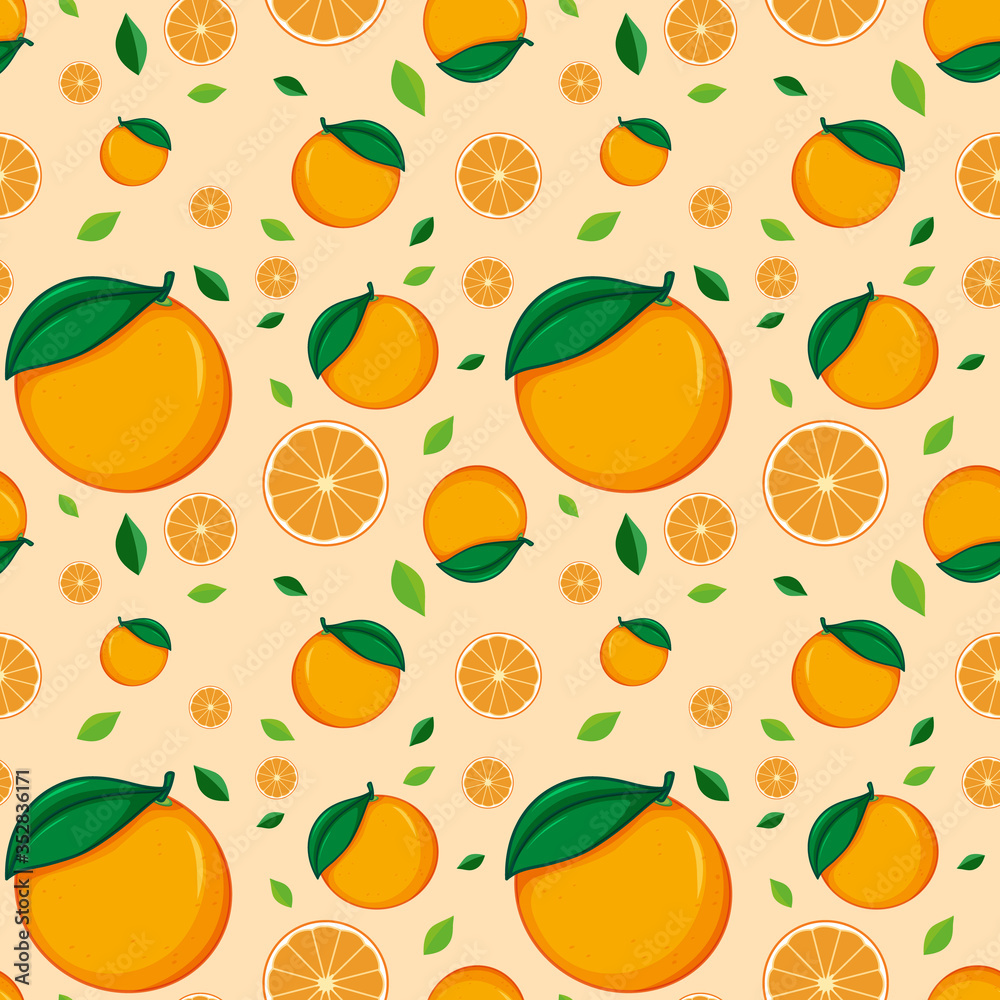Seamless background design with oranges