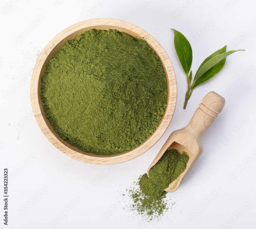 抹茶绿茶粉，白底有机绿茶叶，有机pr