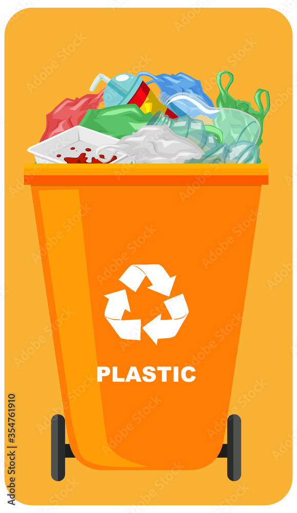 橙色回收箱，橙色背景上有回收符号