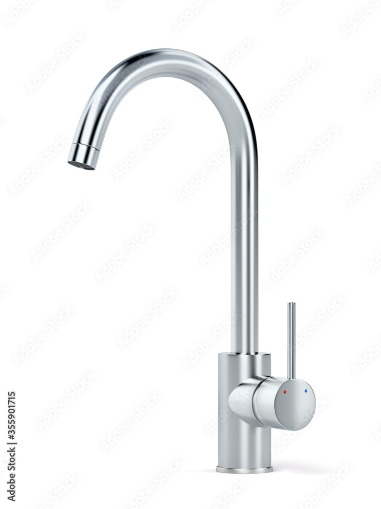 Chrome faucet on white background