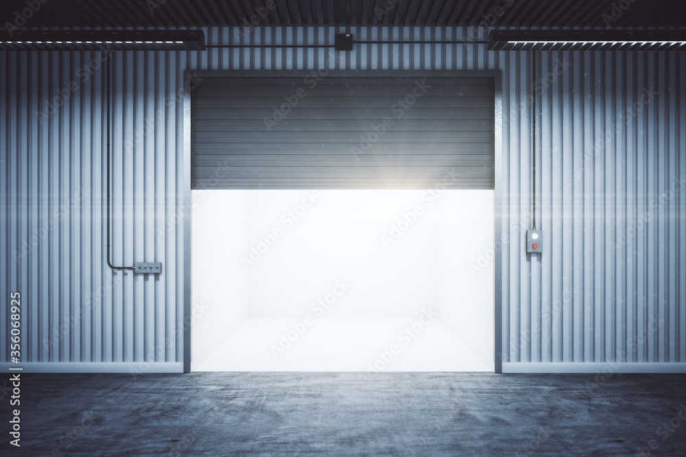 Modern garage room with rolling gates