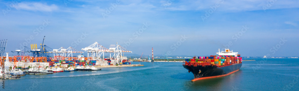 集装箱船，货运海运船，全球商业进出口商业贸易日志