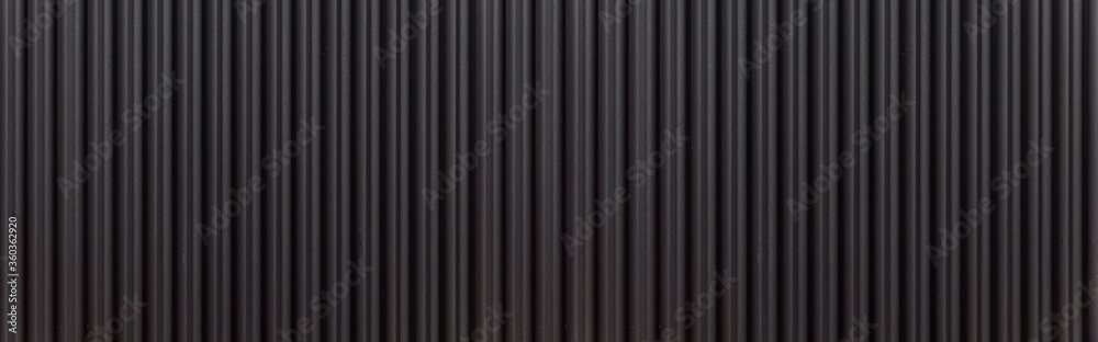 黑色波纹金属背景和纹理表面或镀锌钢全景