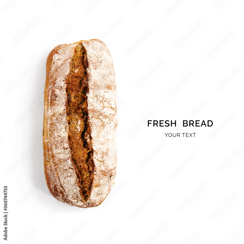 面包的创意布局。平面布局。食物概念。