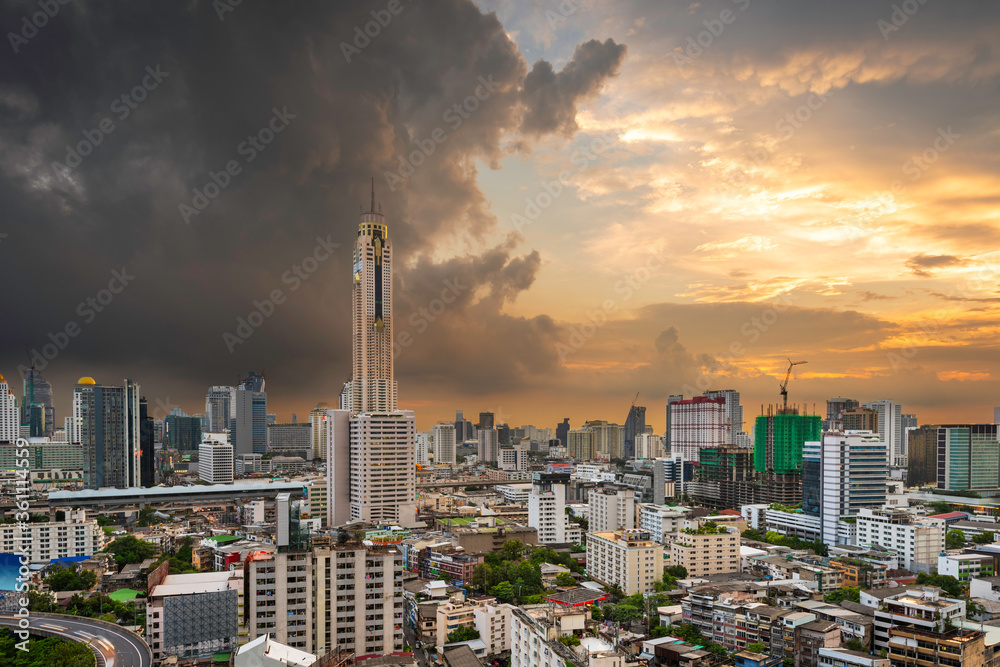 泰国曼谷黄昏城市景观