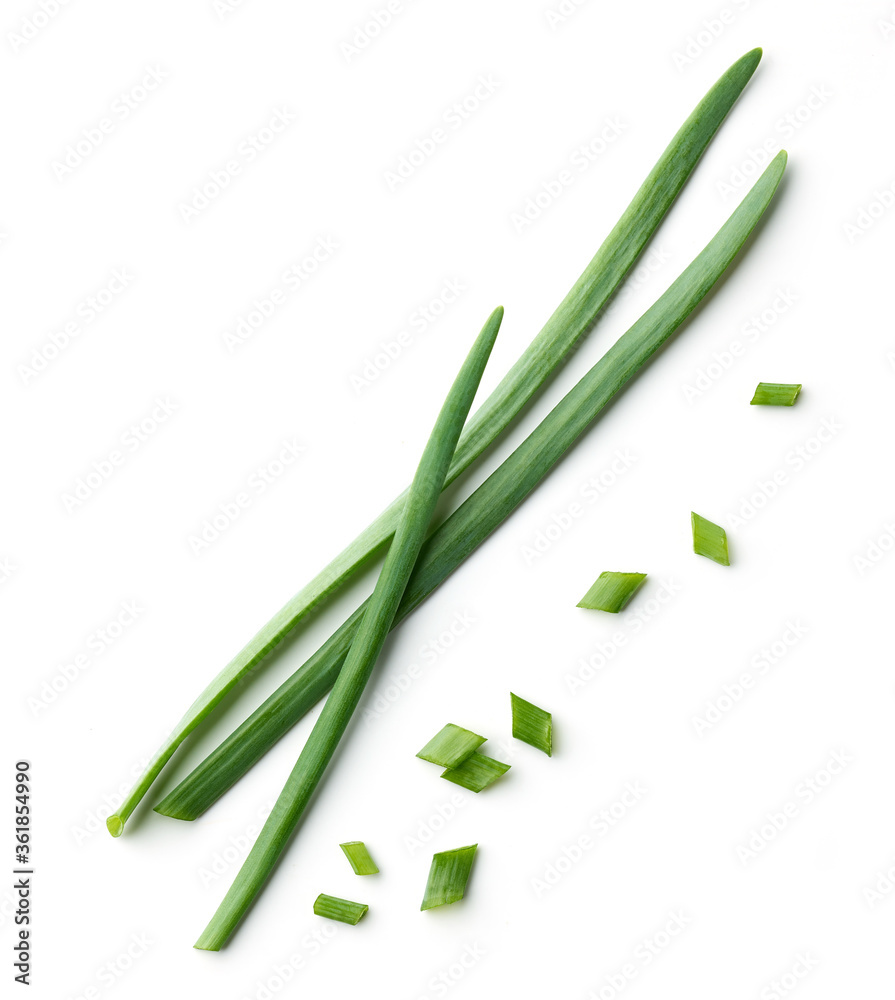 green onion on white background