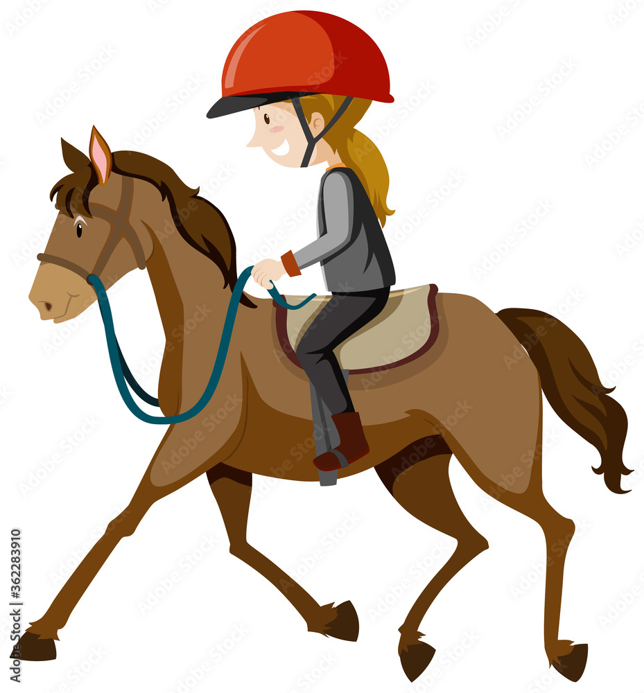 戴头盔的年轻女士或骑马的骑手被隔离