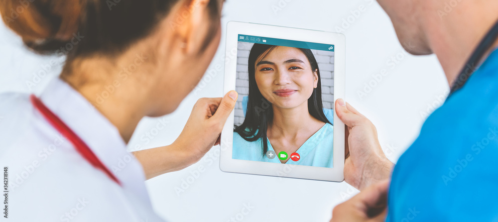 Doctor telemedicine service online video for virtual patient health medical chat . Remote doctor hea