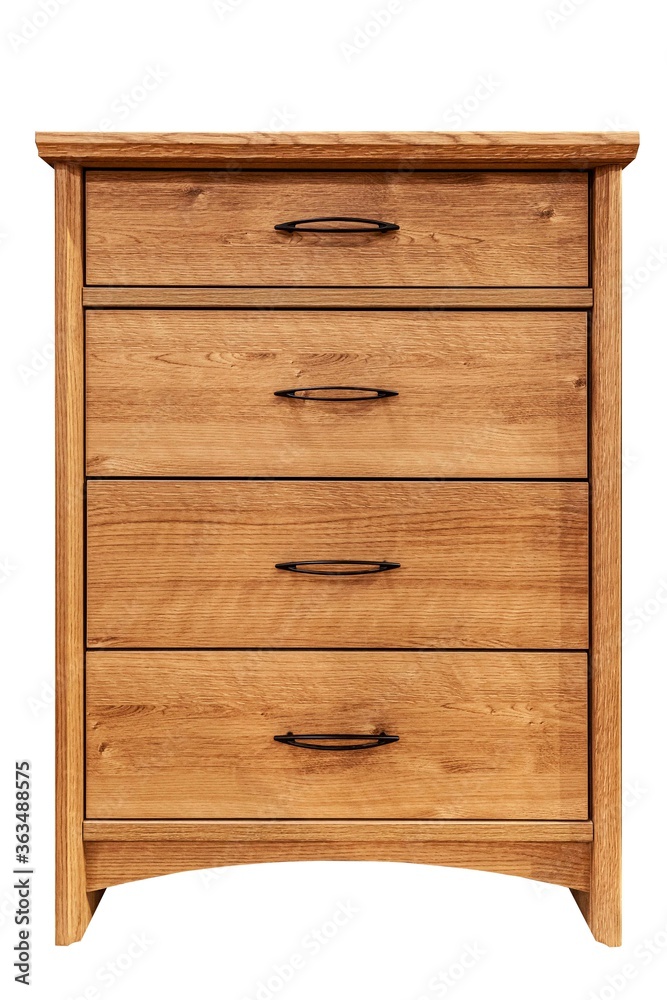 复古棕色木质衣柜，白色背景隔离
