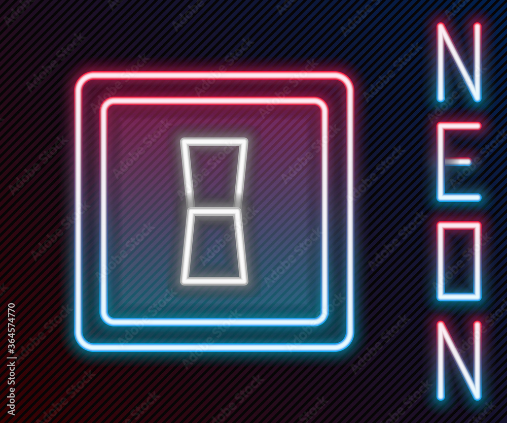 Glowing neon line Electric light switch icon isolated on black background. On and Off icon. Dimmer l