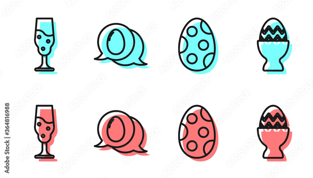 设置复活节彩蛋、酒杯、带有复活节彩蛋和复活节彩蛋的演讲气泡。Vecto