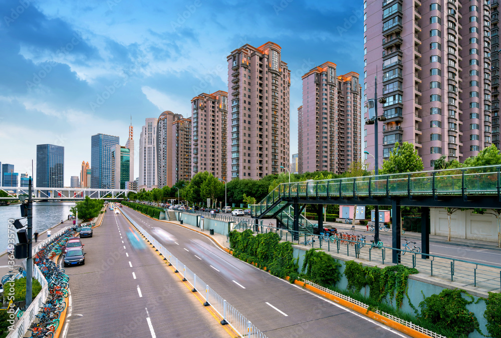 中国天津的城市建筑景观
