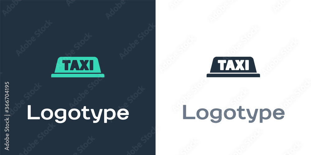 标志型出租车车顶图标隔离在白色背景上。标志设计模板元素。Vector Illus