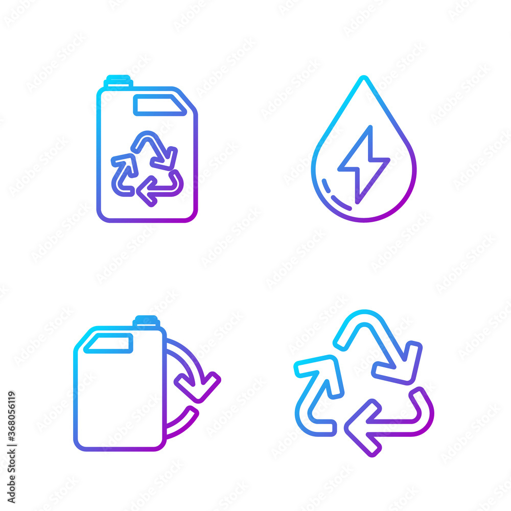 设置线回收符号、环保燃料罐、环保燃料箱和水能。渐变色图标