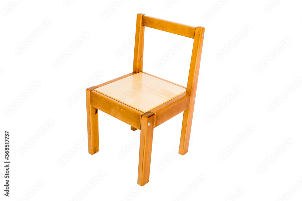 traditional pine kitchen chair isolate, wooden furniture