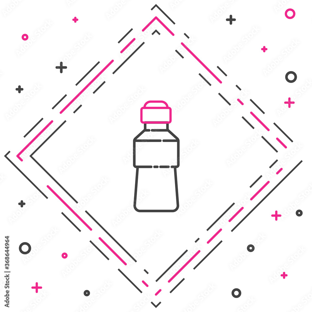 白色背景上隔离的一瓶水图标。苏打水饮料标志。彩色轮廓浓缩物
