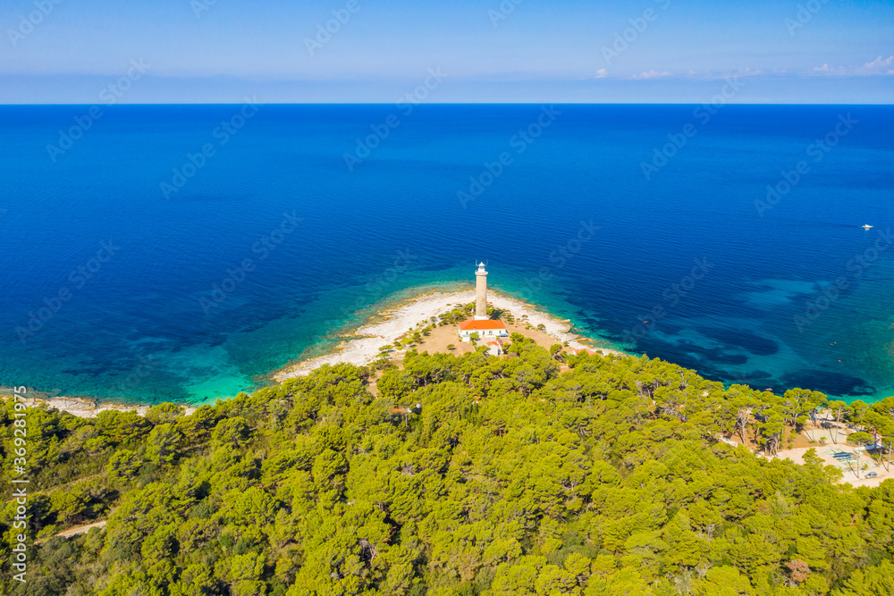 美丽的克罗地亚，令人惊叹的海景，亚得里亚海Dugi Otok岛上的Veli Rat灯塔