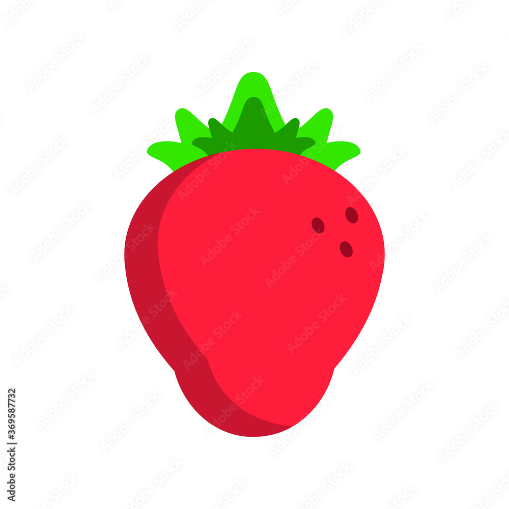 白底绿尾红草莓覆盆子的矢量eps插图