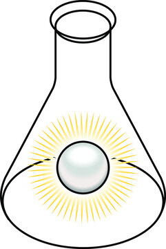 Scientific / technological wisdom / knowledge concept. A shining pearl of wisdom in a laboratory conical flask.