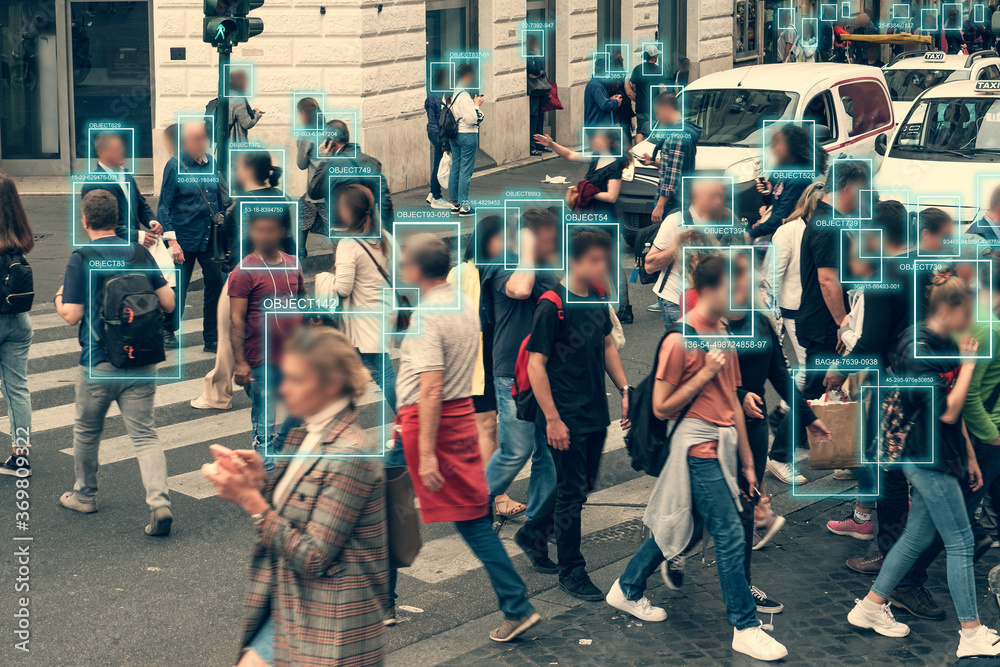 公民人脸检测和识别，人工智能收集和分析人类数据。人工智能int