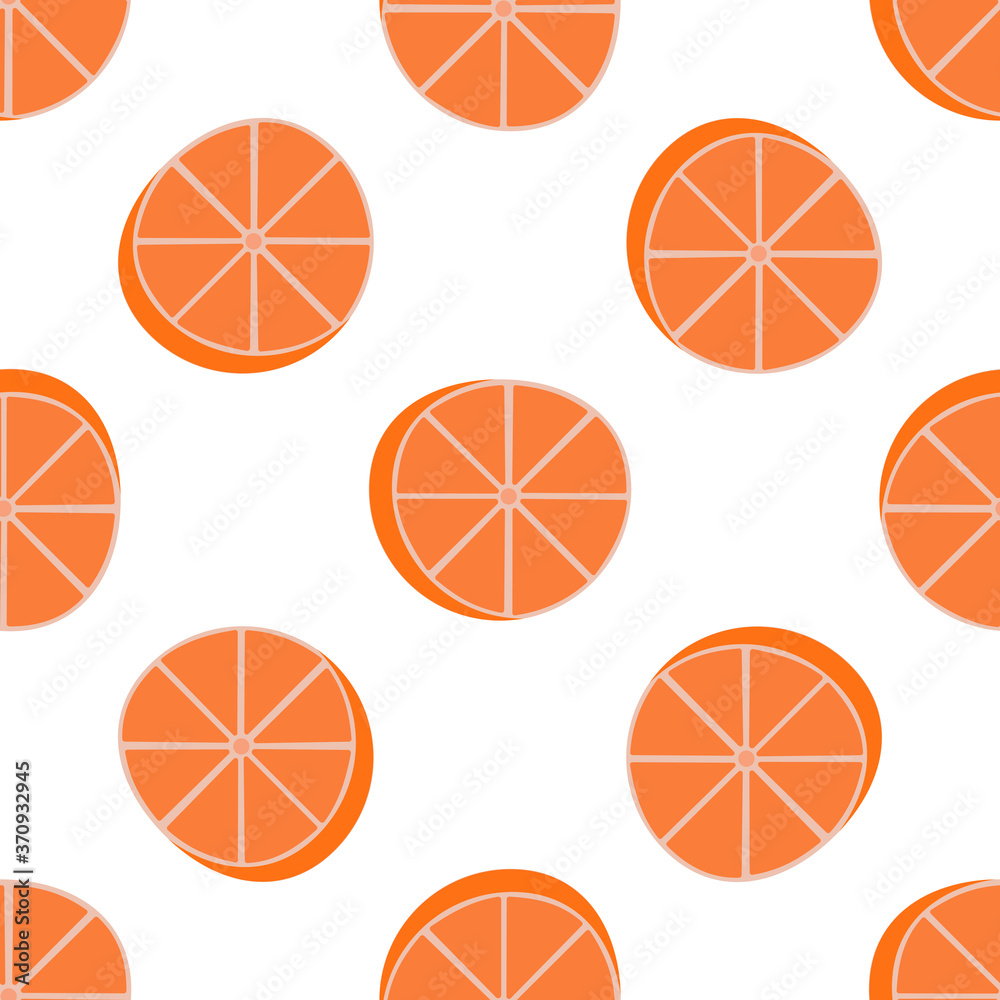 白色背景上橙色切片的简单矢量eps无缝图案背景