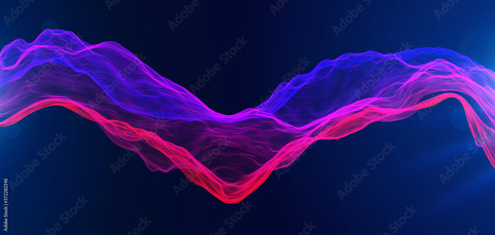 抽象波浪背景。音乐或声音插图。大数据技术。人工智能