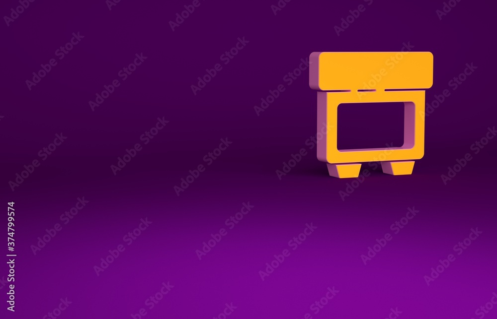 Orange Fuse of electrical protection component icon isolated on purple background. Melting breaking 