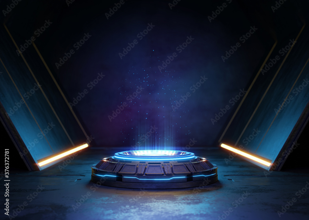 Abstract background, Futuristic pedestal for product presentation, Display modern