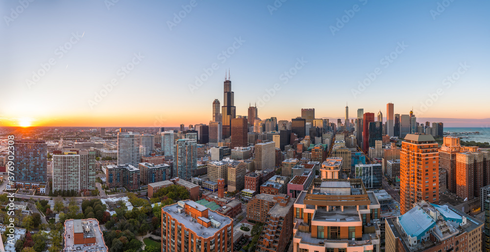 美国伊利诺伊州芝加哥城市景观全景