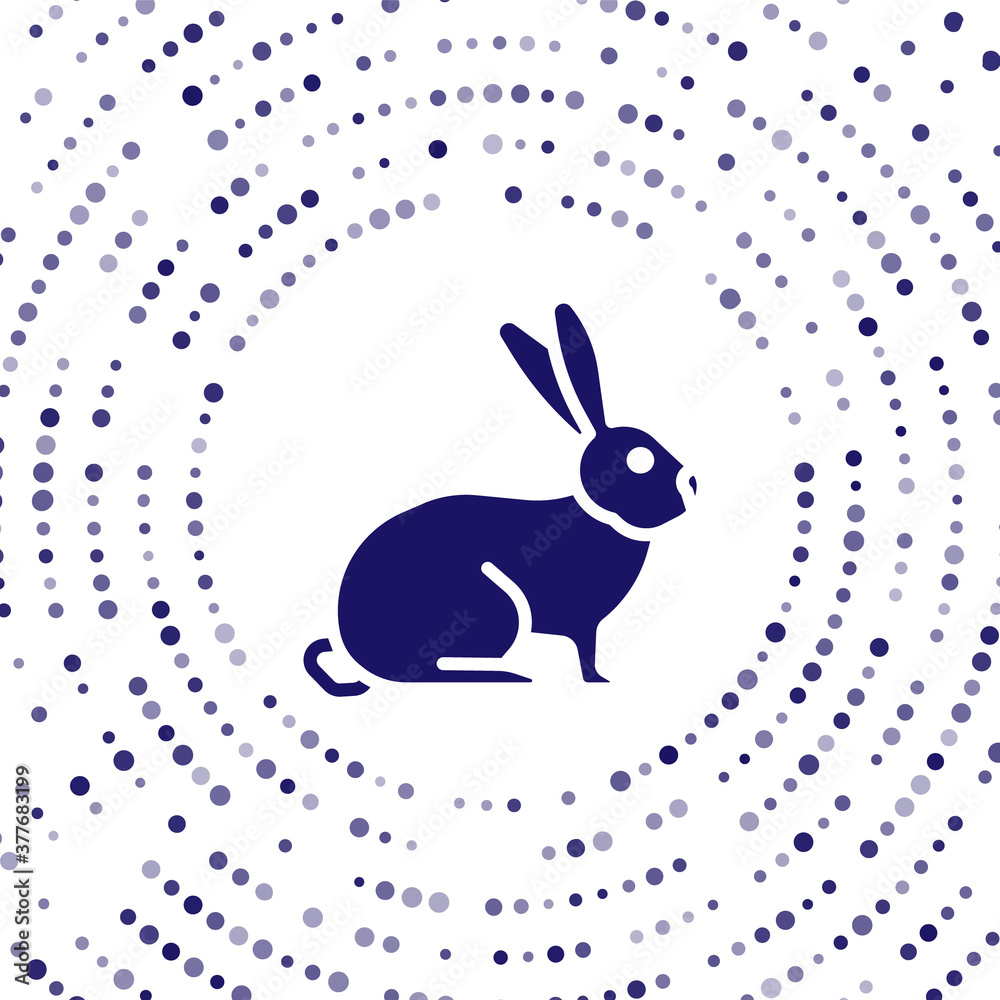 蓝色兔子图标隔离在白色背景上。抽象圆形随机点。矢量。
