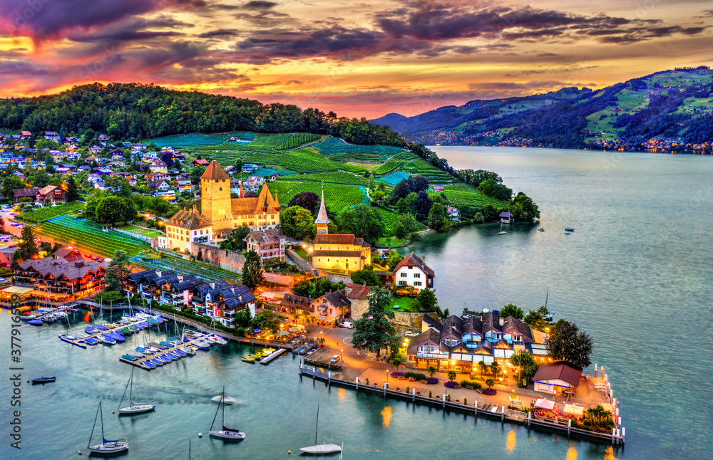 瑞士图恩湖畔的斯皮兹城堡