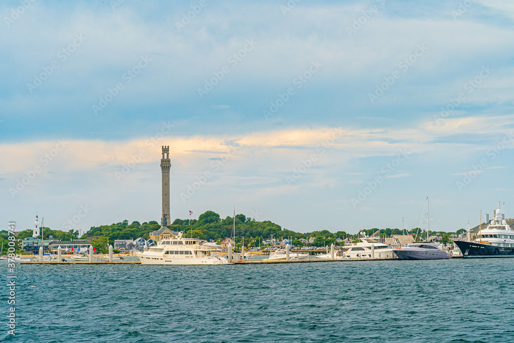Provincetown Marina and Pilgrim Monument, Provincetown MA US