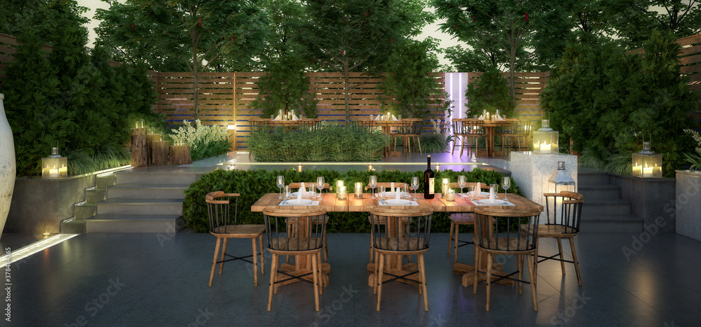 Garden Restaurant - panoramic 3d visualization