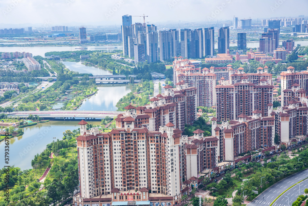 Dense residential developments in Nansha Free Trade Zone, Guangzhou, China