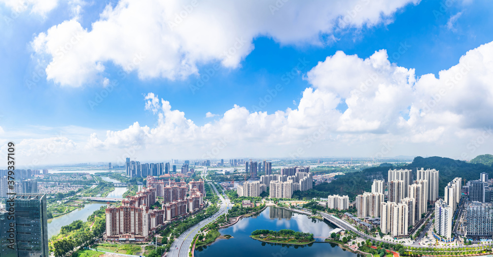 Panoramic view of urban scenery in Nansha District, Guangzhou, China