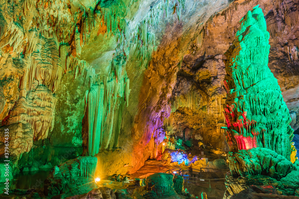 Cave scenery of Tianxing Cave, Huangguoshu, Guizhou, China