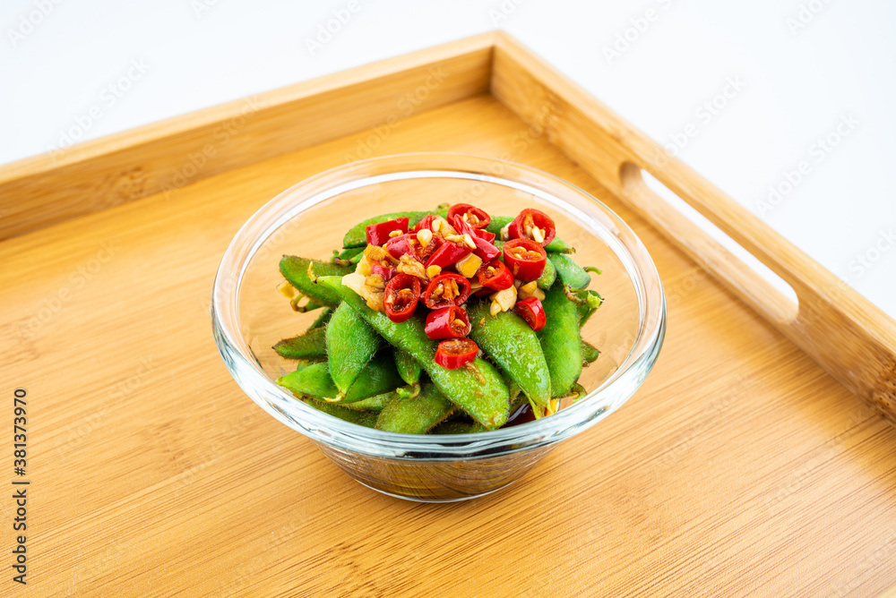 A plate of delicious cold edamame