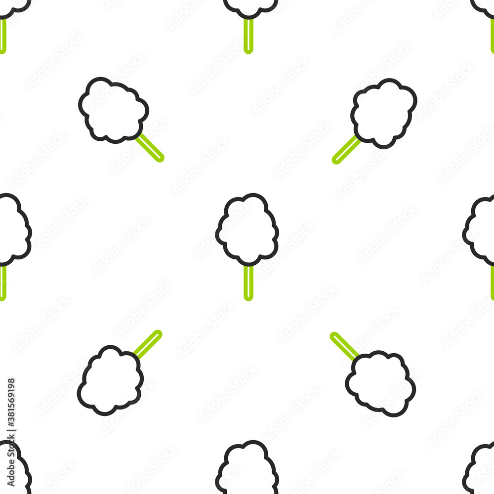 Line Cotton candy icon isolated seamless pattern on white background. Vector Illustration.